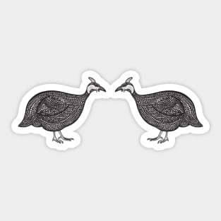 Guineafowl in Love - cute and fun animal design - on white Sticker